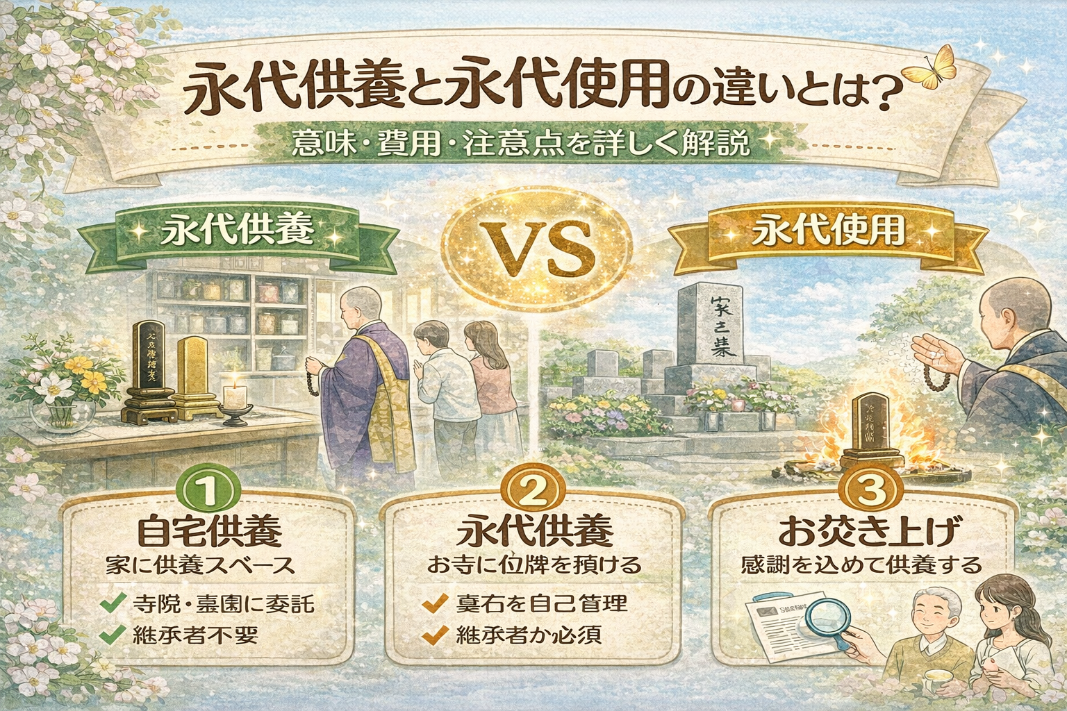 永代供養と永代使用の違いとは？意味・費用・注意点を詳しく解説 