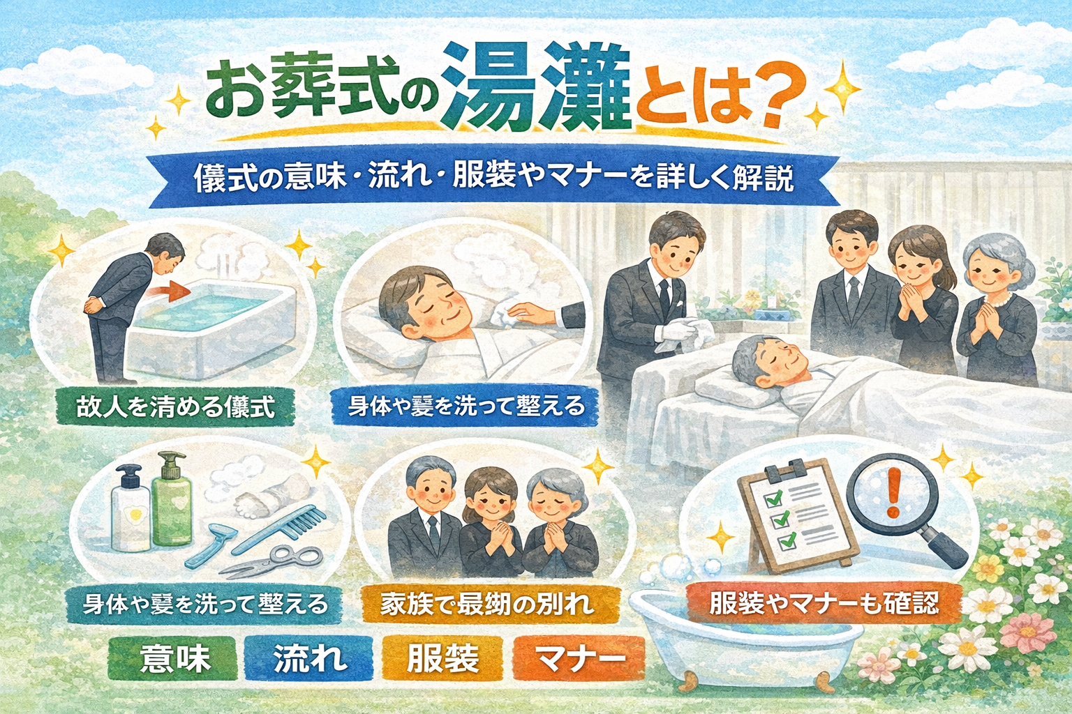 お葬式の湯灌とは?儀式の意味・流れ・服装やマナーを詳しく解説 | 永代供養の樹木葬リーフログ